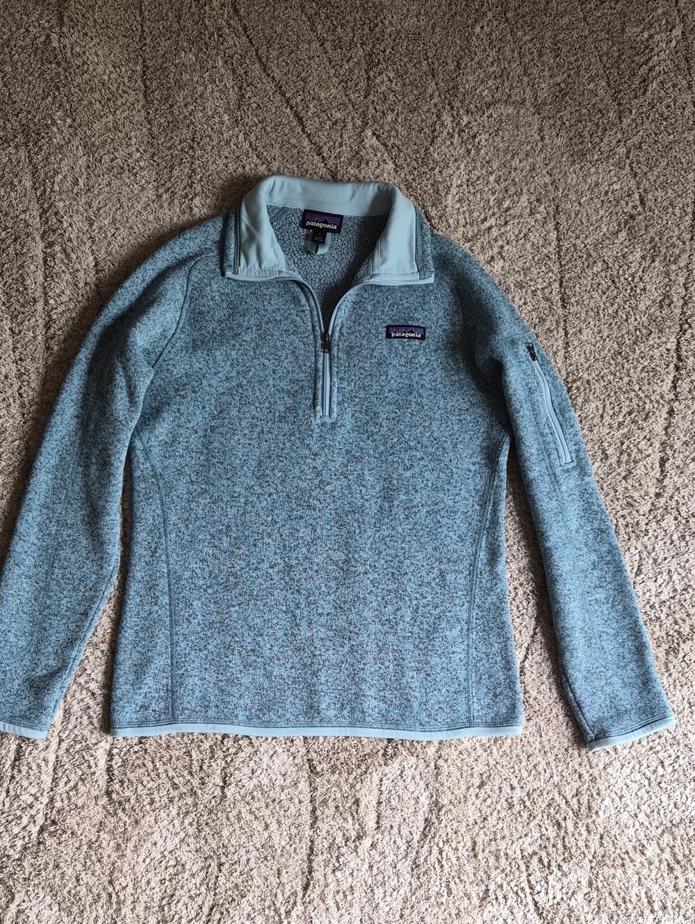 Patagonia Light Blue Heathered Quarter-Zip Fleece Pullover Size M